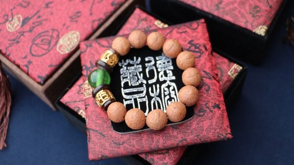 台灣德榕藏品｜尼泊爾正統鳳眼菩提手珠14mm｜琉璃隔珠｜六字箴言黃銅隔珠