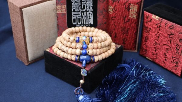 台灣德榕藏品｜精品星月菩提10x8桶珠108顆｜青金石隔珠｜流蘇款