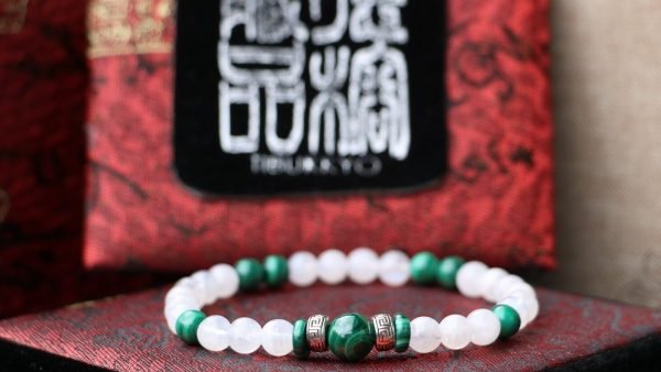 台灣德榕藏品｜白月光石6mm圓珠｜原礦無染色孔雀石