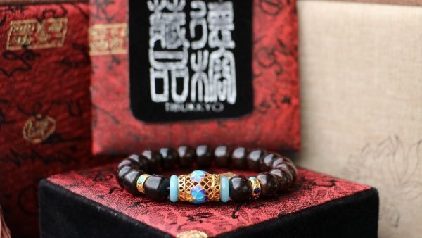 台灣德榕藏品｜印尼料椰蒂10x8mm桶珠｜黃銅景泰藍隔珠