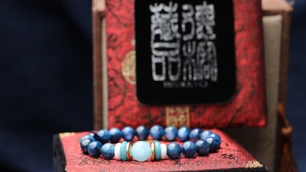 Taiwan Derong Collection｜Original undyed kyanite 8mm hand beads｜Roasted color aquamarine beads