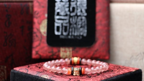 台灣德榕藏品｜原礦無染色草莓晶手珠6mm圓珠｜貔貅款