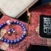 台灣德榕藏品｜原礦無染色精品青金石手珠8mm｜景泰藍佛頭｜少金少白