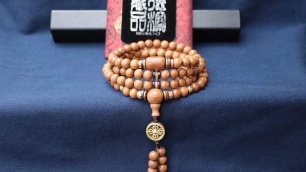 台灣德榕藏品｜特精工老料滿花六道木8mm108顆｜黃銅十字金剛杵牌