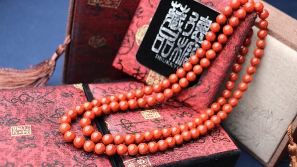 台湾大龍コレクション｜細柿紅南紅瑪瑙8mm丸玉108粒｜80g