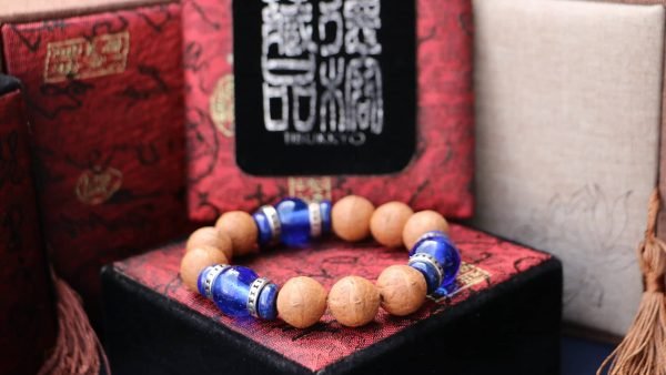 台灣德榕藏品｜尼泊爾正統鳳眼菩提手珠14mm｜藍琉璃隔珠