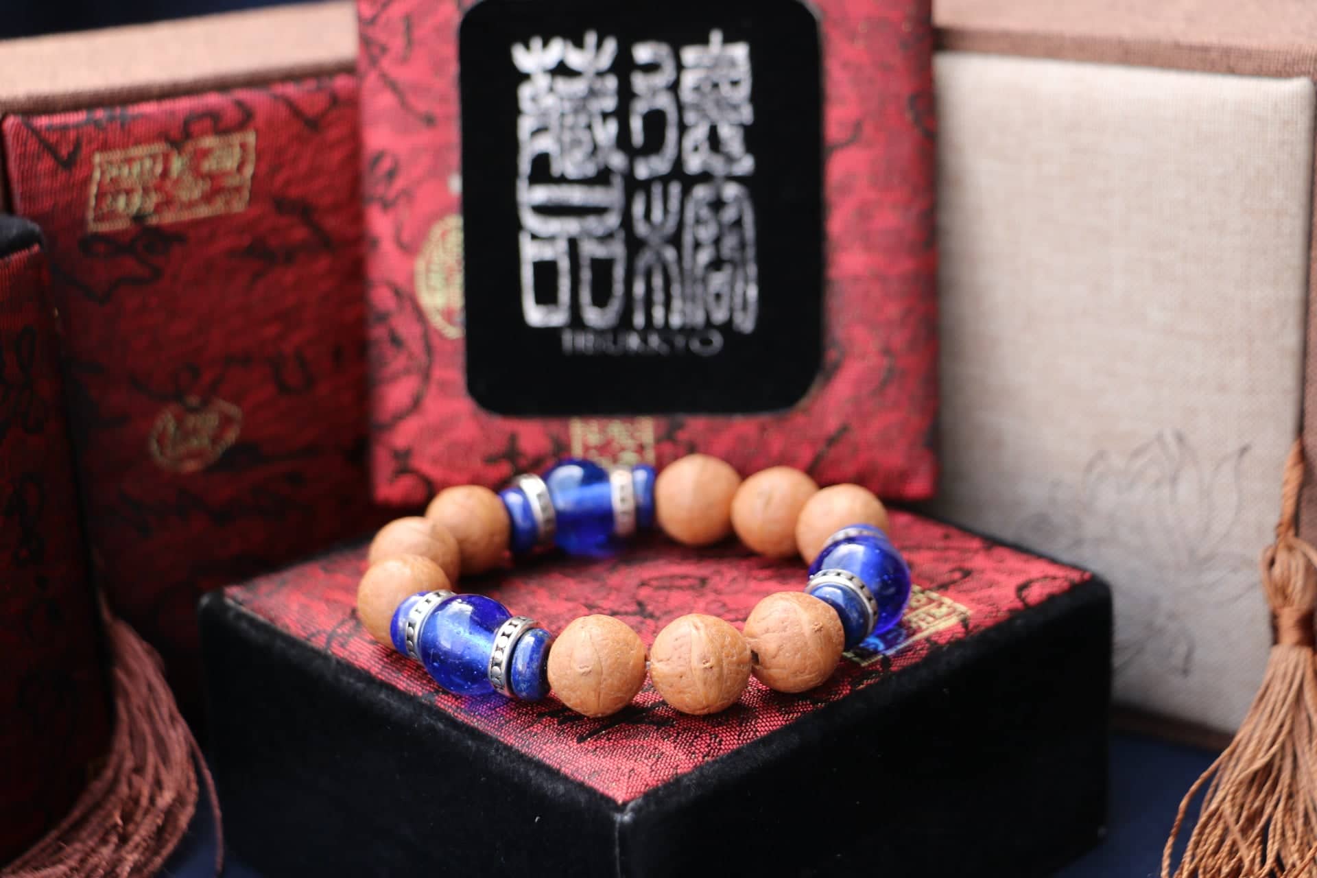 Taiwan Derong Collection｜Nepal orthodox phoenix eye Bodhi hand beads 14mm｜Blue glass beads