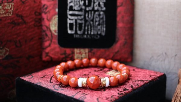 台灣德榕藏品｜精品滿色滿肉南紅瑪瑙8mm手珠｜火焰紋南紅隔珠