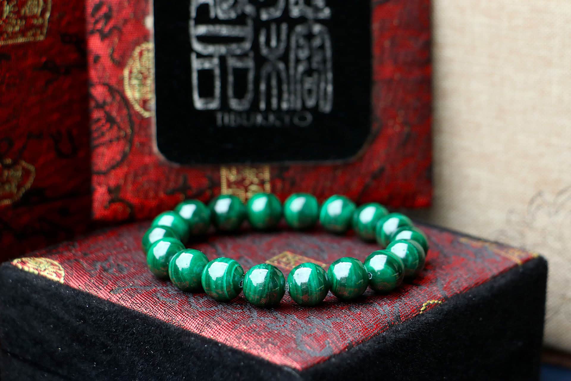 Taiwan Derong Collection｜Raw ore non-dyed malachite 10mm round beads｜Hand bead type