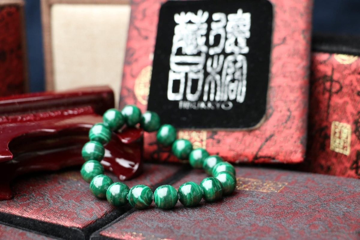 Taiwan Derong Collection｜Raw ore non-dyed malachite 10mm round beads｜Hand bead type