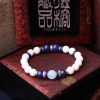 台灣德榕藏品｜半玉化硨磲手珠8mm圓珠｜原礦無染色青金石