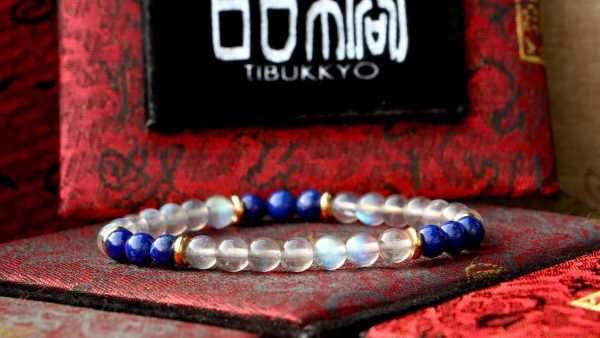 台灣德榕藏品｜原礦無染色拉長石6mm圓珠｜灰月光｜原礦無染色青金石隔珠