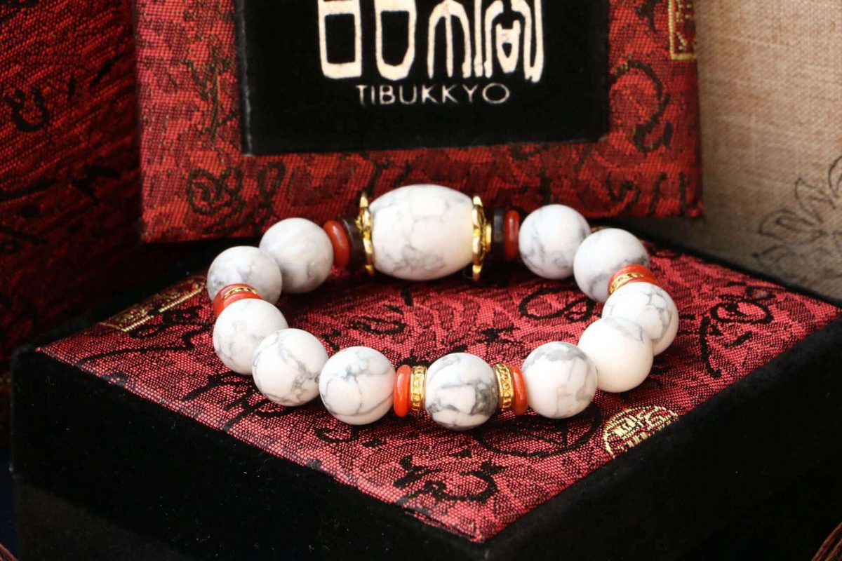Taiwan Derong Collection｜Original undyed white turquoise hand beads 12mm｜Carnelian brass spacer