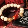 台灣德榕藏品｜A++星月菩提手珠10x10mm鼓珠｜火焰紋南紅瑪瑙桶珠