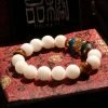 台灣德榕藏品｜半玉化硨磲手珠10mm圓珠｜黃銅六字箴言隔珠｜藍琉璃隔片