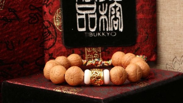 台灣德榕藏品｜尼泊爾正統鳳眼菩提手珠14mm｜黃銅六字箴言隔珠｜伸縮結