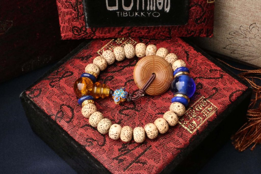 Taiwan Derong Collection｜Exquisite Xingyue Bodhi Hand Beads 7x9mm Barrel Beads｜Blue Glass Beads｜Six Wooden Safety Buckles