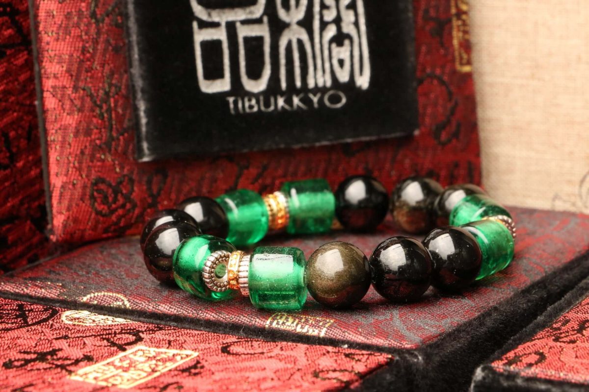 Taiwan Derong Collection｜Original undyed gold obsidian hand beads 12mm｜Handmade Boshan green glass beads
