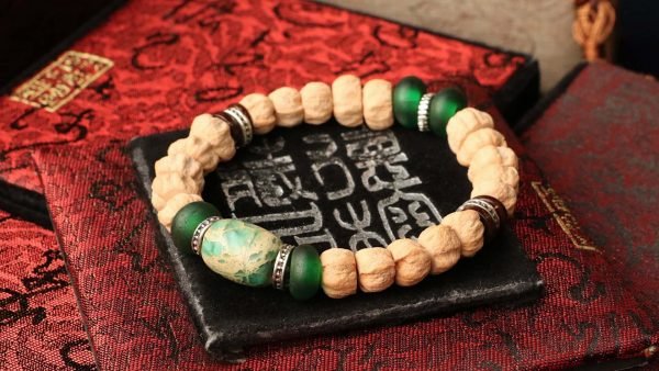 台灣德榕藏品｜西藏熱振柏香籽8x6mm矮樁型｜手工博山琉璃隔片｜帝皇石