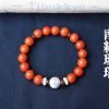 台灣德榕藏品｜精品柿子紅南紅瑪瑙手珠8mm圓珠｜原礦無染色白松石