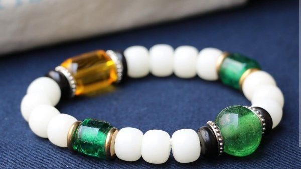 台灣德榕藏品｜白玉菩提根7x9mm桶珠｜琉璃隔珠