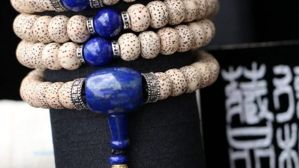 TIBUKKYO TAIWAN TERRYUNG COLLECTION｜3A+星月菩提樹7x9mmバケツビーズ108粒｜無着色天然ラピスラズリスペーサービーズ