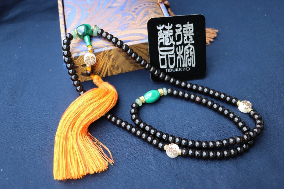 TIBUKKYO Taiwan Derong Collection｜Exquisite Indonesian coconut stalk 8x6mm barrel beads 108 pieces｜Malachite Buddha head｜Tassel style｜White jade carving plate