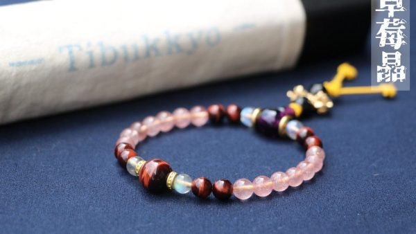 TIBUKKYO台灣德榕藏品｜原礦無染色草莓晶6mm圓珠｜紫琉璃佛頭｜客製化佛珠設計