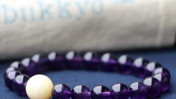 TIBUKKYO台灣德榕藏品｜原礦無染色紫水晶手鍊8mm圓珠｜花絲蜜蠟硨磲｜客製化佛珠設計