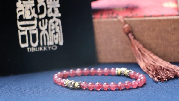 TIBUKKYO台灣德榕藏品｜原礦無染色草莓晶6mm圓珠｜藏銀黃銅隔片款