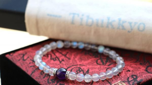 台灣德榕藏品｜精品灰月光石6mm圓珠｜拉長石｜紫水晶隔珠