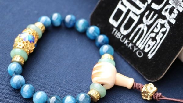 Taiwan Derong Collection｜Original undyed kyanite 8mm hand beads｜Brass lotus-shaped back cloud