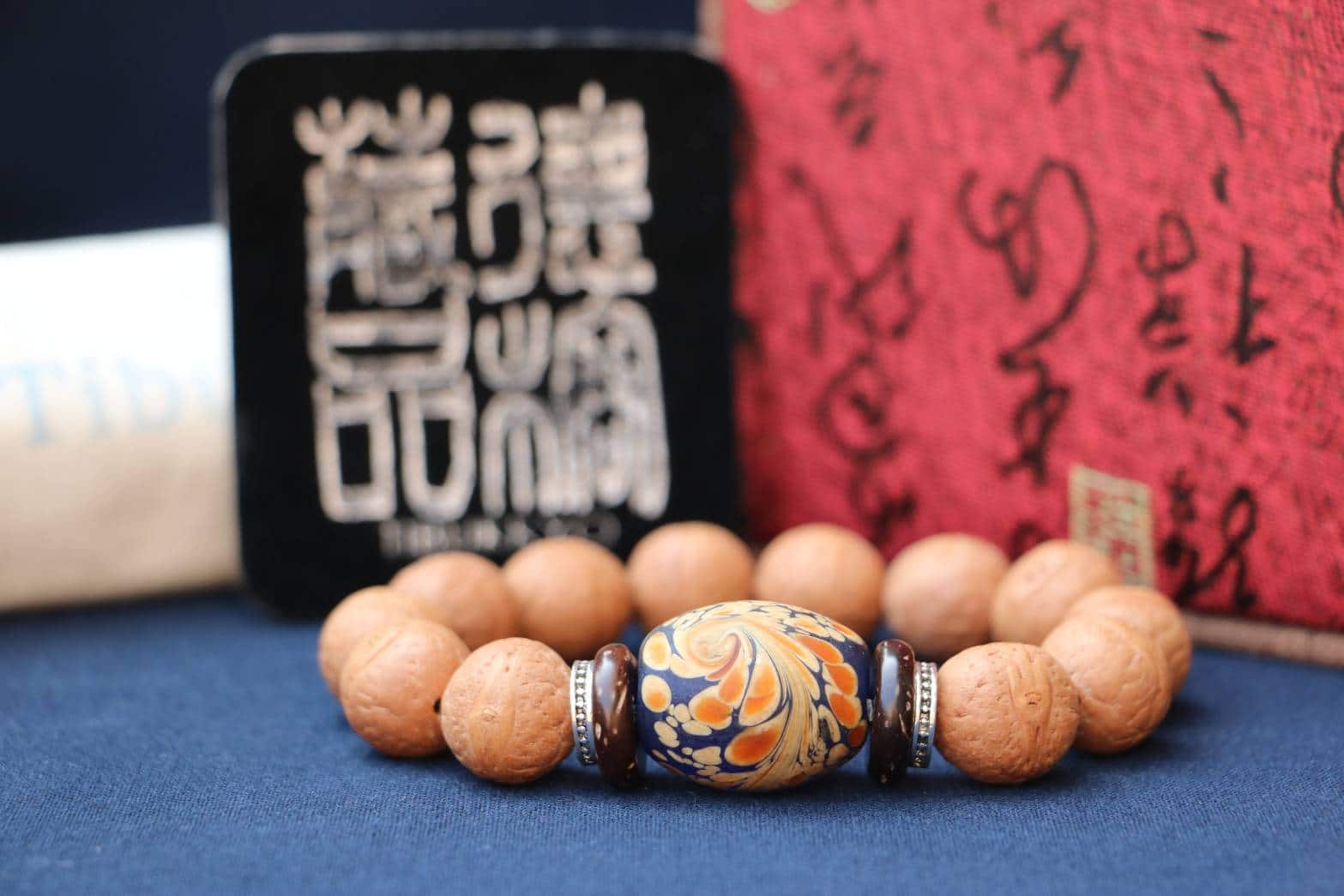 Taiwan Derong Collection｜Nepal orthodox phoenix eye Bodhi hand beads 14mm｜Painted glass beads