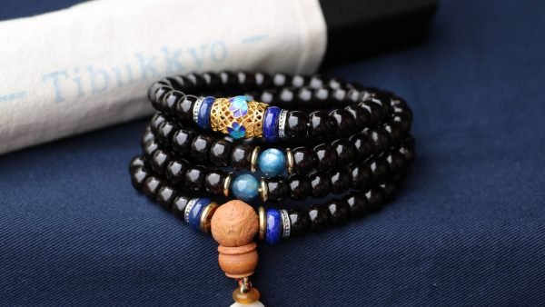 台灣德榕藏品｜精品印尼料椰蒂8x6mm108顆｜鳳眼菩提佛頭｜藍晶石隔珠