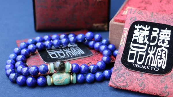 台灣德榕藏品｜原礦無染色青金石手珠10mm54顆｜少金少白精品｜帝皇石｜黑曜石隔珠