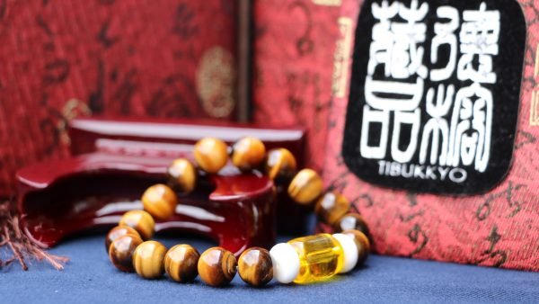 台灣德榕藏品｜原礦無染色黃虎眼10mm圓珠手珠｜黃玉髓隔珠