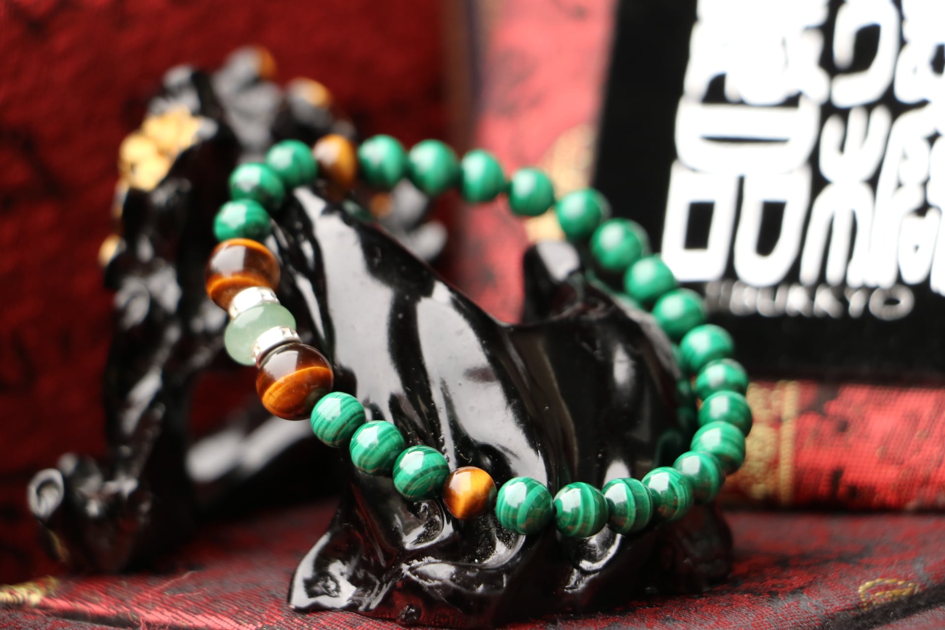 Taiwan Derong Collection｜Raw ore non-dyed malachite 6mm round beads｜Yellow tiger eye stone