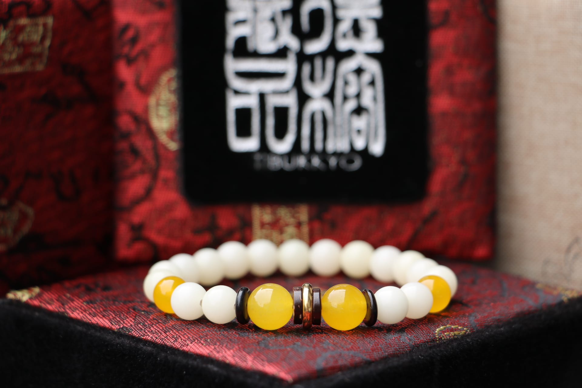 Taiwan Derong Collection｜High throwing white jade bodhi root bracelet 8mm round beads｜Topaz chalcedony spacer beads