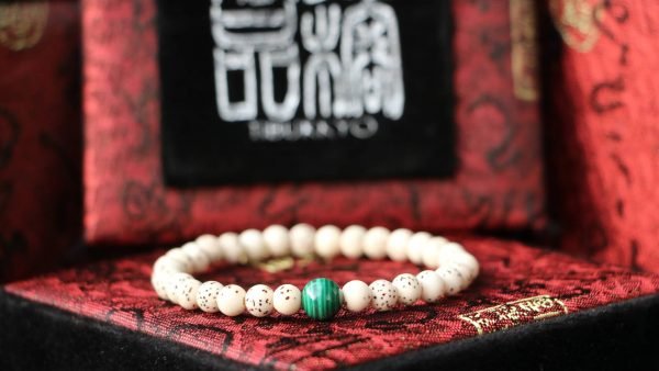 台灣德榕藏品｜4A+精品星月菩提6mm圓珠｜原礦無染色孔雀石隔珠