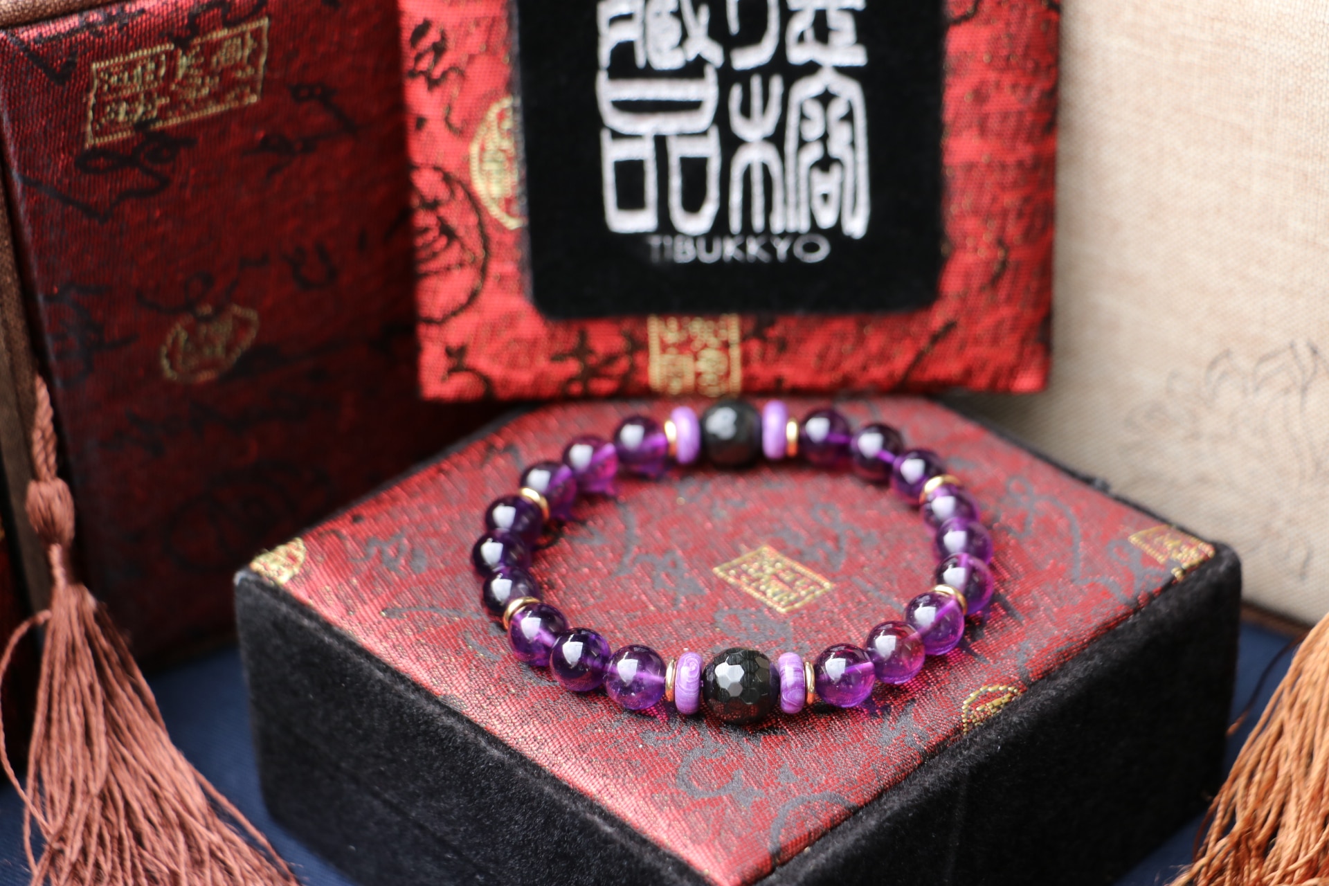 Taiwan Derong Collection｜Raw undyed amethyst bracelet 8mm｜Multi-cut obsidian