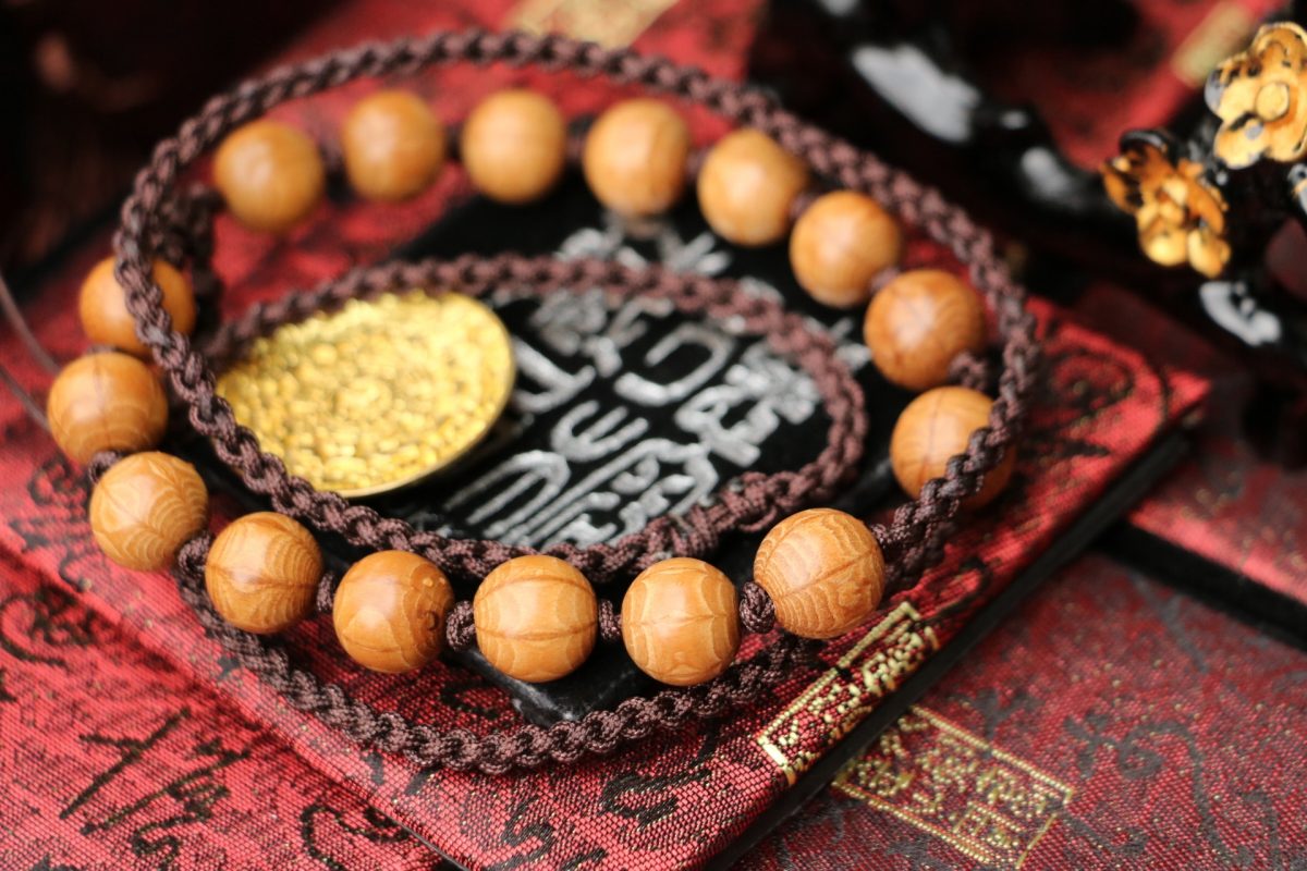 Taiwan Derong Collection｜Special Seiko old material full of flower six-way wooden rosary 12mm｜Brass Nine Palaces Eight Diagrams Piece｜Weaving Amulet