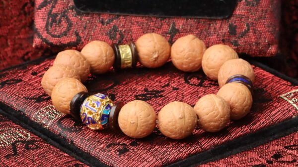 台灣德榕藏品｜尼泊爾正統鳳眼菩提手珠14mm｜六字箴言黃銅隔珠