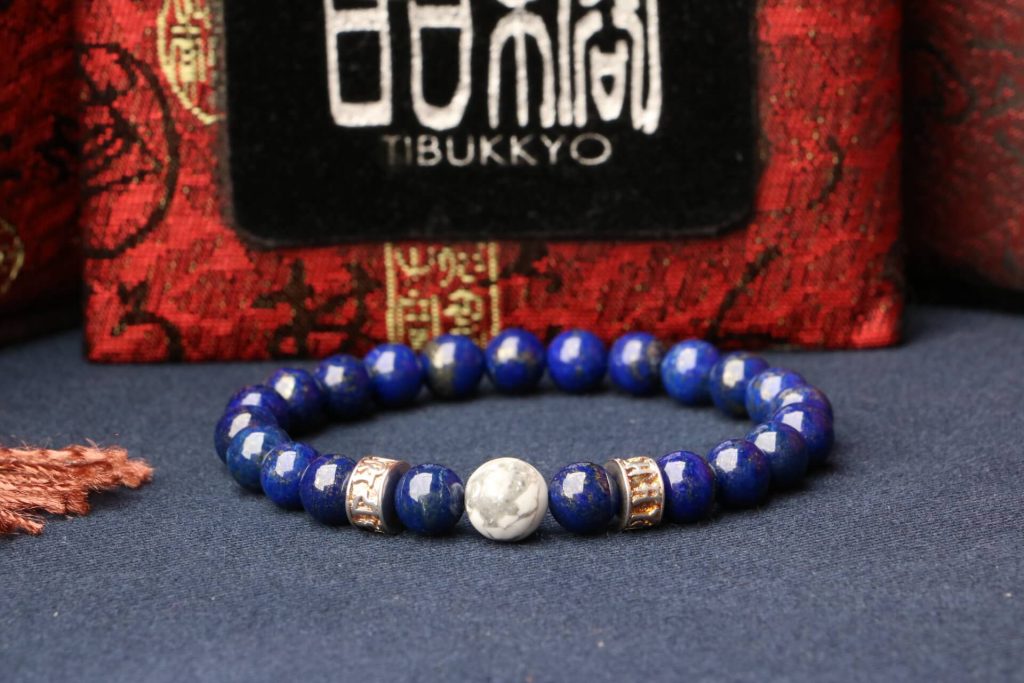 Taiwan Derong Collection｜Original undyed lapis lazuli hand beads 7mm｜Less gold and less white boutique｜white turquoise beads