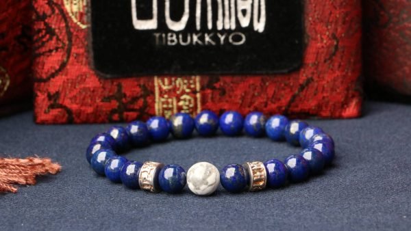 台灣德榕藏品｜原礦無染色青金石手珠7mm｜少金少白精品｜白松石隔珠