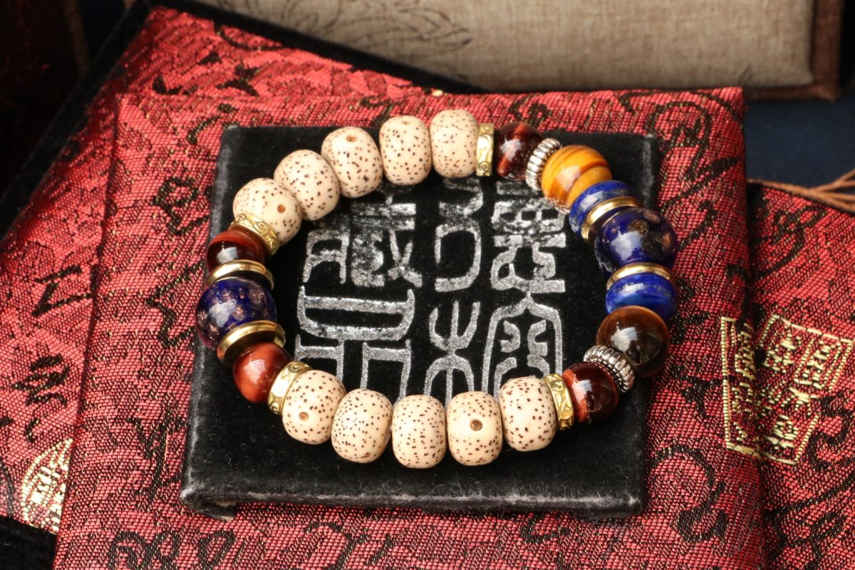 Taiwan Derong Collection｜Exquisite Xingyue Bodhi Hand Beads 10x8mm Barrel Beads｜Handmade Boshan Jinliu Blue Glass Beads｜Yellow Tiger Eye Beads