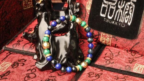 TIBUKKYO台灣德榕藏品｜原礦無染色青金石手珠6mm｜孔雀石隔珠｜藍虎眼石