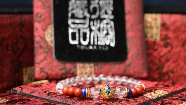 台湾Deyongコレクション生天然白水晶6ミリラウンドビーズ｜柿赤南部赤瑪瑙