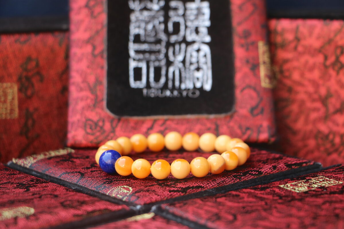 Taiwan Derong Collection｜Beeswax Burmese Topaz Hand Beads 8mm Round Beads｜Lapis Lazuli Beads