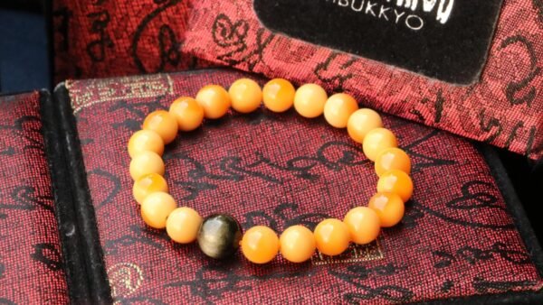 台灣德榕藏品｜蜜蠟色緬甸黃玉手珠8mm圓珠｜金曜石隔珠