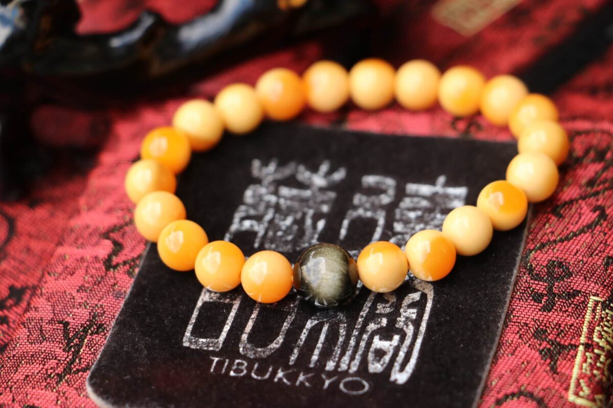 Taiwan Derong Collection｜Beeswax Burmese topaz hand beads 8mm round beads｜Gold obsidian beads